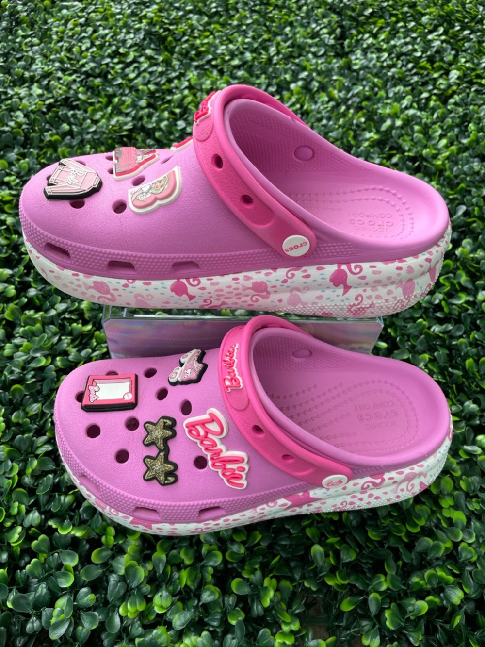 Barbie Bright Pink Kids' Clog Sandals with Charms, size J4
